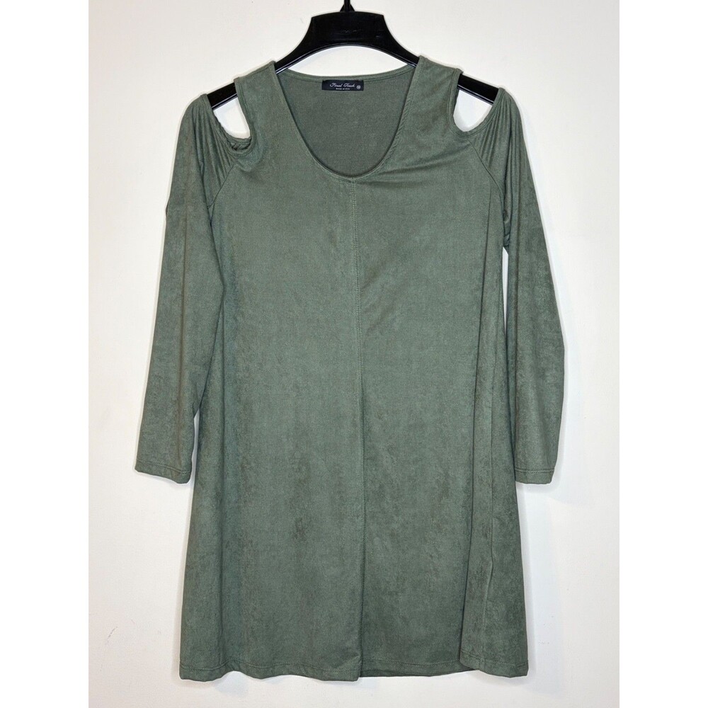 Final Touch Cold Shoulder Green Velvet Dress Size M